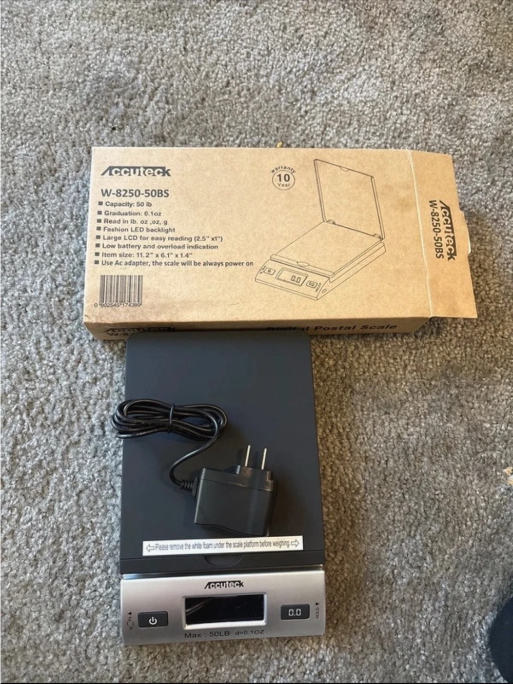 Black Digital Postal Scale with AC Adapter